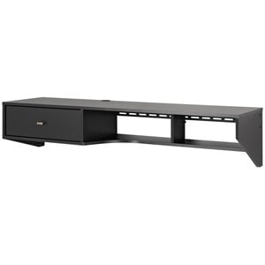 pemberly row transitional modern wooden floating desk with drawer in black