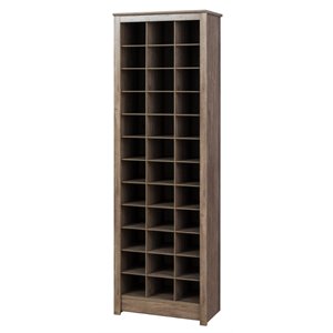 pemberly row modern space-saving wood shoe storage cabinet in drifted gray