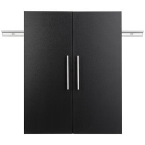 Pemberly Row Transitional 24&quot Upper Wooden Garage Storage Cabinet in Black