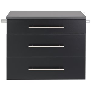 Pemberly Row Transitional 3 Drawer Wooden Base Garage Storage Cabinet in Black