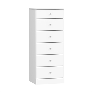 Pemberly Row Contemporary 6-Drawer Engineered Wood Tall Chest in White