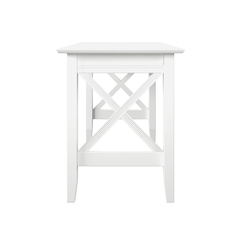 Pemberly Row Crossed Design Modern Solid Wood Writing Desk in White