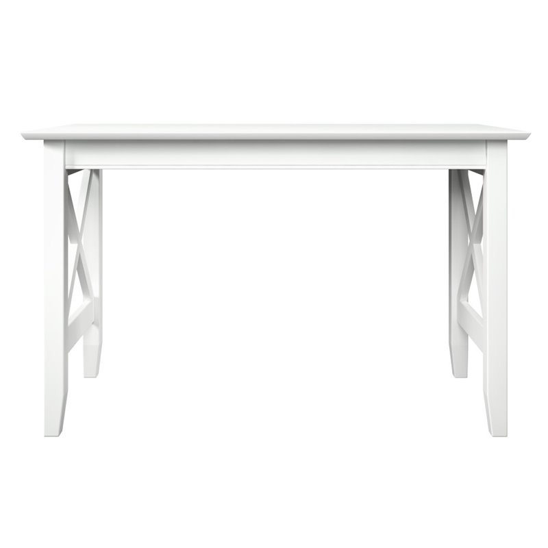 Pemberly Row Crossed Design Modern Solid Wood Writing Desk in White
