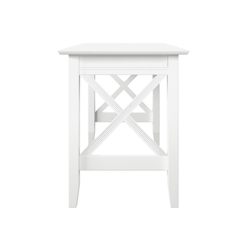 Pemberly Row Crossed Design Modern Solid Wood Writing Desk in White