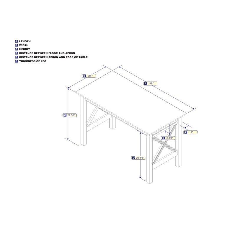Pemberly Row Crossed Design Modern Solid Wood Writing Desk in White