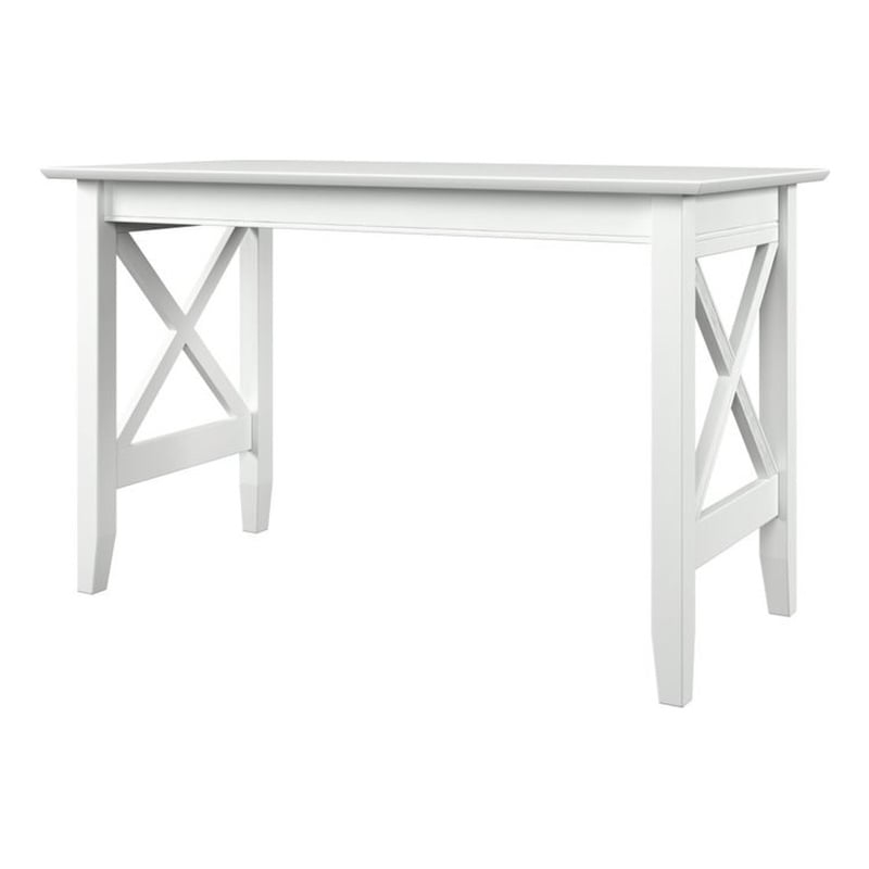 Pemberly Row Crossed Design Modern Solid Wood Writing Desk in White