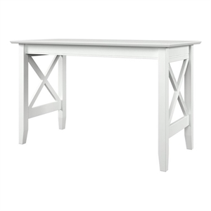 Pemberly Row Crossed Design Modern Solid Wood Writing Desk in White