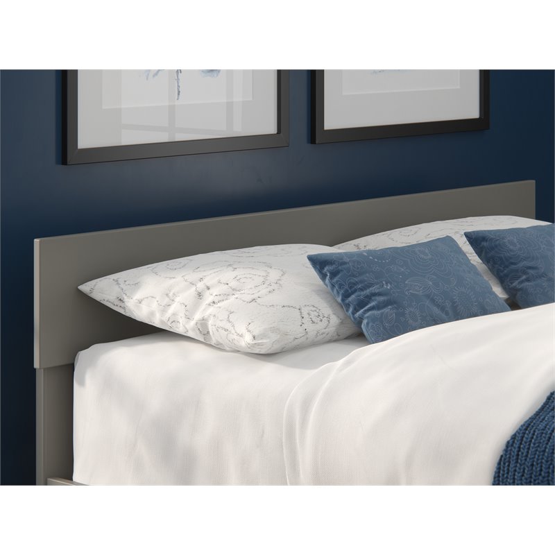 Pemberly Row Modern Solid Wood Queen Size Headboard with Sleek Veneer in Gray