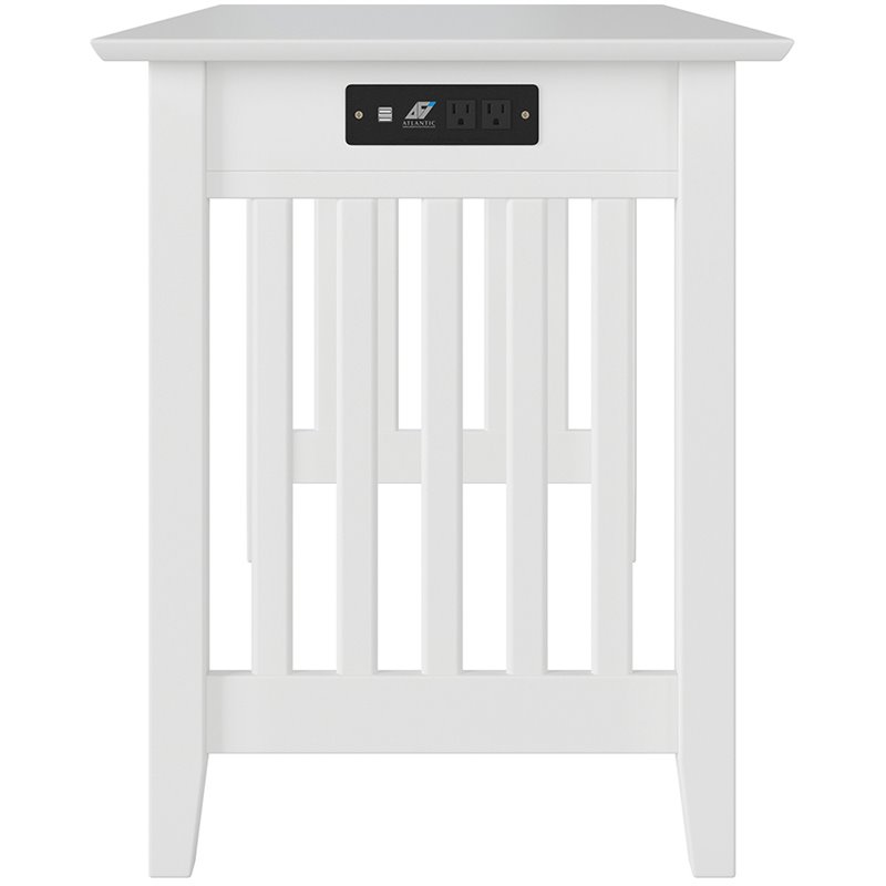 Pemberly Row Contemporary Solid Wood Charger Writing Desk in White