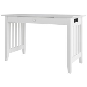 Pemberly Row Contemporary Solid Wood Charger Writing Desk in White