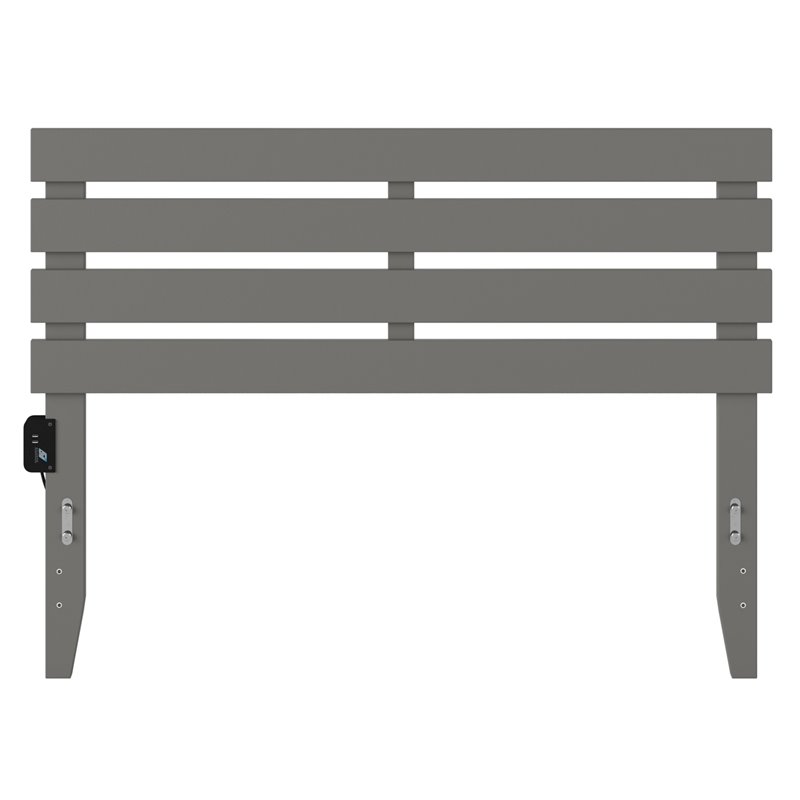 Pemberly Row Modern Solid Wood Full Headboard with USB Charger in Gray