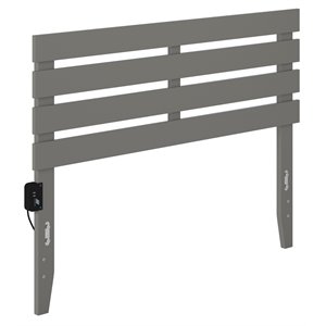 Pemberly Row Modern Solid Wood Full Headboard with USB Charger in Gray