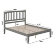 Pemberly Row Mission Queen Solid Wood Platform Bed in Grey