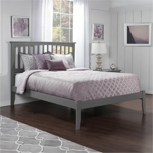 Pemberly Row Mission Queen Solid Wood Platform Bed in Grey