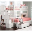 Pemberly Row Traditional Wood Staircase Storage Bunk Twin Over Full in White