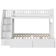 Pemberly Row Traditional Wood Staircase Storage Bunk Twin Over Full in White