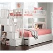 Pemberly Row Traditional Wood Staircase Storage Bunk Twin Over Full in White