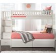 Pemberly Row Traditional Wood Staircase Storage Bunk Twin Over Full in White