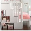 Pemberly Row Traditional Wood Staircase Storage Bunk Twin Over Full in White