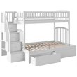 Pemberly Row Traditional Wood Staircase Storage Bunk Twin Over Full in White