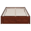 Pemberly Row Modern Wood Full Bed with Foot Drawer and USB Charger in Walnut