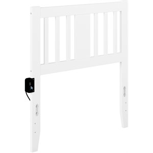 pemberly row traditional twin spindle headboard with usb turbo charger in white