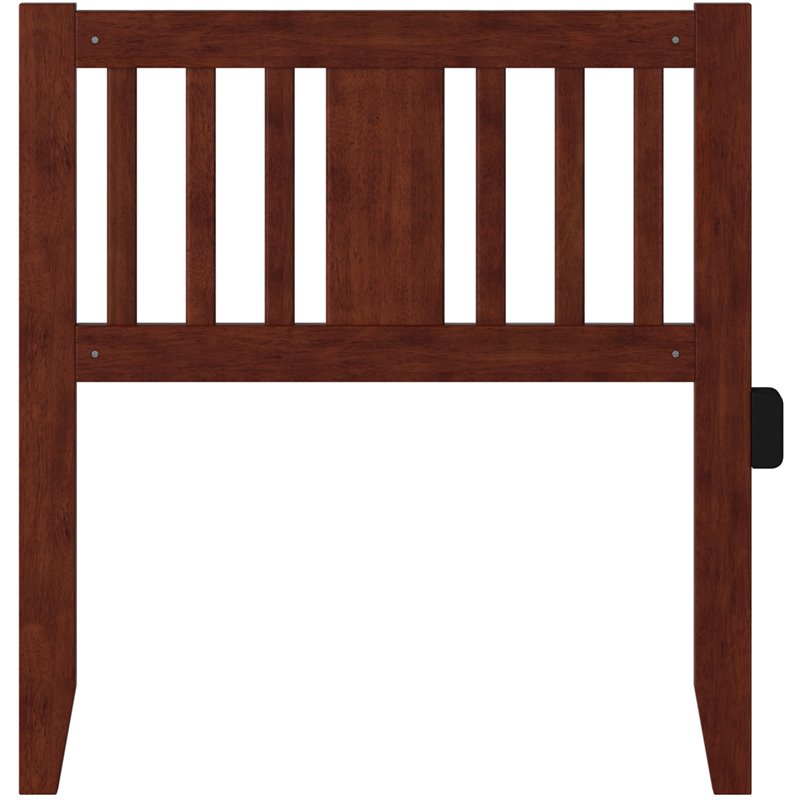 Pemberly Row Solid Wood Twin Spindle Headboard with USB Turbo Charger in Walnut