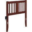 Pemberly Row Solid Wood Twin Spindle Headboard with USB Turbo Charger in Walnut