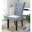 Pemberly Row Contemporary Velvet Tufted Dining Chair Set of 2 in Gray