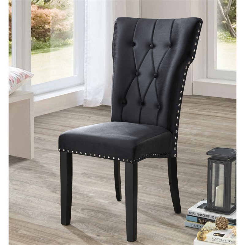 Pemberley Row Velvet Black Dining Chair Tufted 40