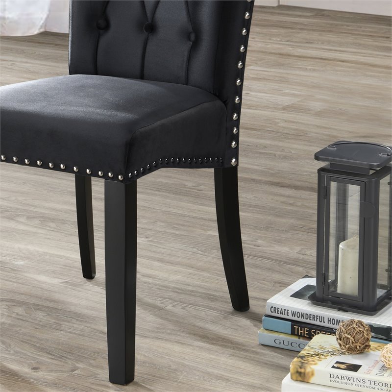 Pemberley Row Velvet Black Dining Chair Tufted 40