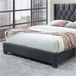 Pemberly Row Modern Fabric Tufted Queen Platform Bed in Charcoal Gray