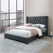 Pemberly Row Modern Fabric Tufted Queen Platform Bed in Charcoal Gray