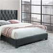 Pemberly Row Modern Fabric Tufted Queen Platform Bed in Charcoal Gray