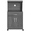 Pemberly Row Modern Kitchen Wooden Microwave Cart in Gray
