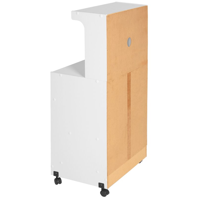 Pemberly Row Modern Kitchen Wooden Microwave Cart in White