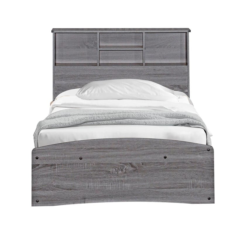 Pemberly Row Transitional Manufactured Wood Twin Captains Bed in Gray