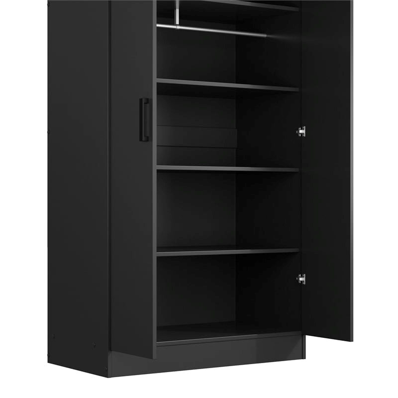 Pemberly Row Two Doors Modern Wood Armoire Wardrobe Cabinet in Black