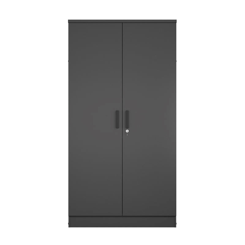 Pemberly Row Two Doors Modern Wood Armoire Wardrobe Cabinet in Black