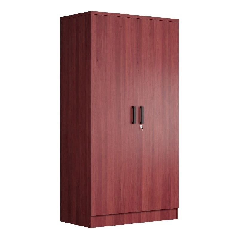 Pemberly Row Two Doors Modern Wood Armoire Wardrobe Cabinet in Mahogany