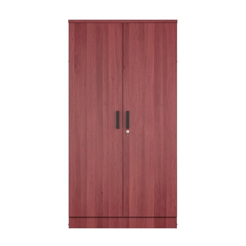 Pemberly Row Two Doors Modern Wood Armoire Wardrobe Cabinet in Mahogany