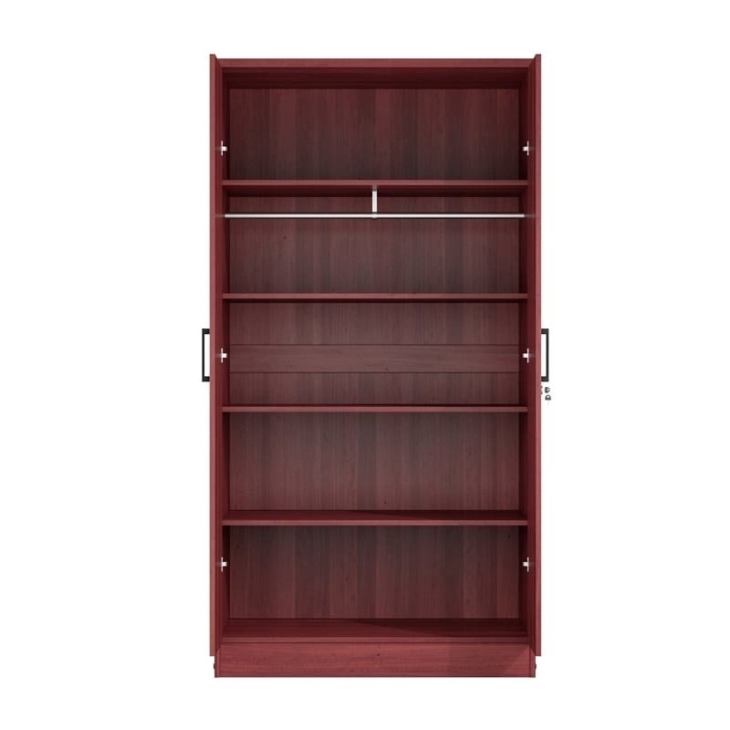 Pemberly Row Two Doors Modern Wood Armoire Wardrobe Cabinet in Mahogany