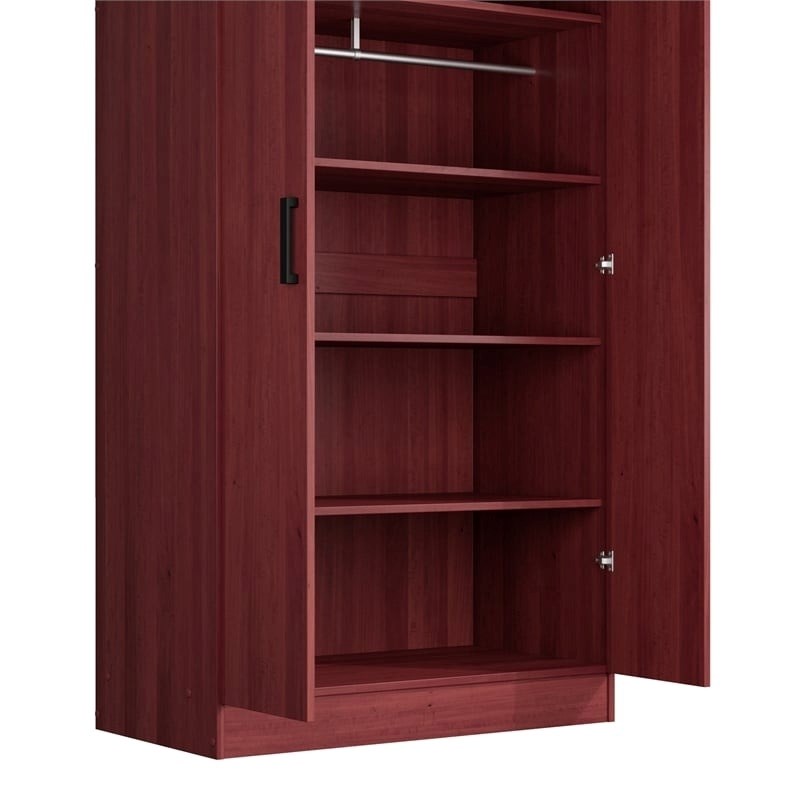 Pemberly Row Two Doors Modern Wood Armoire Wardrobe Cabinet in Mahogany