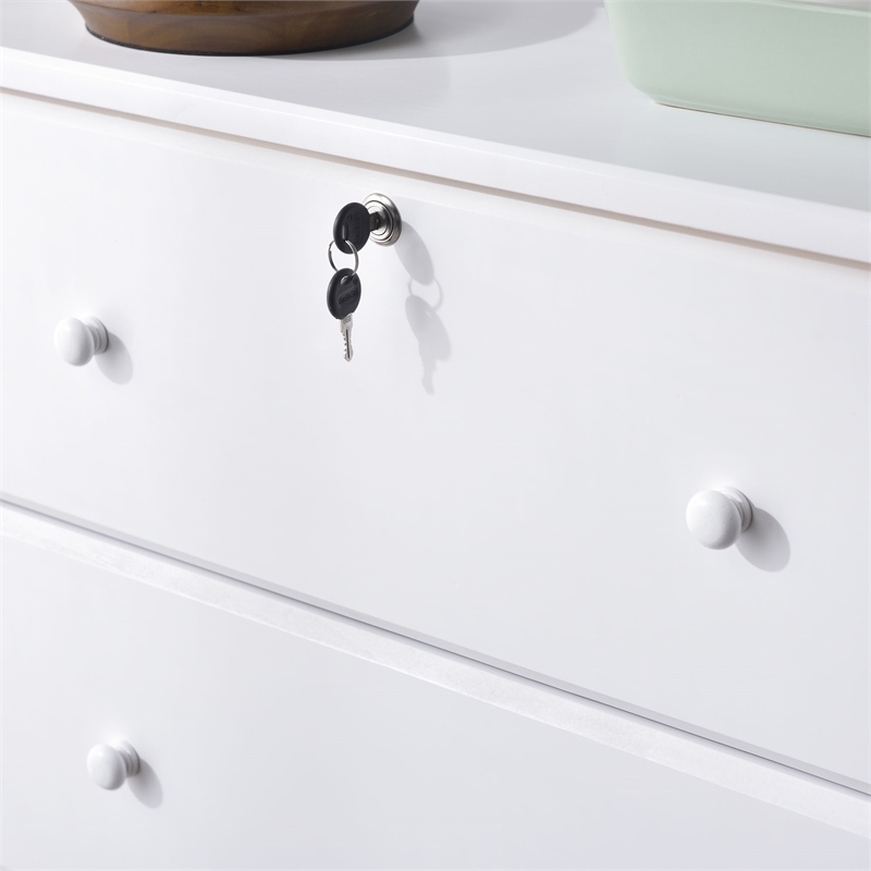 Pemberly Row Modern 4-Drawer Solid Pine Wood Chest Dresser in White