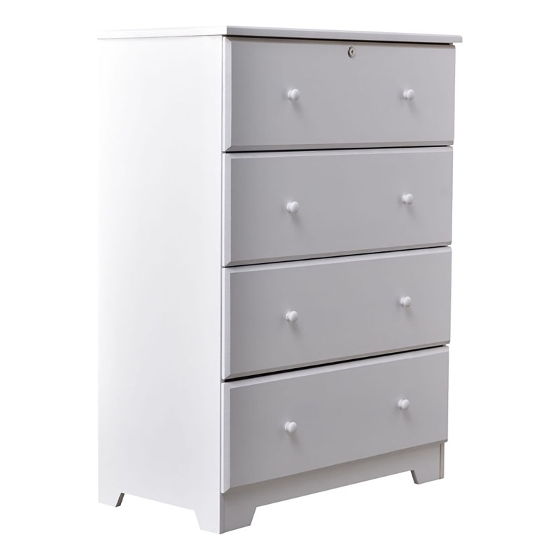 Pemberly Row Modern 4-Drawer Solid Pine Wood Chest Dresser in White