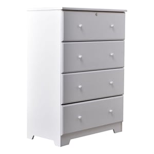 Pemberly Row Modern 4-Drawer Solid Pine Wood Chest Dresser in White