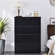 Pemberly Row Modern 4-Drawer Solid Pine Wood Chest Dresser in Black