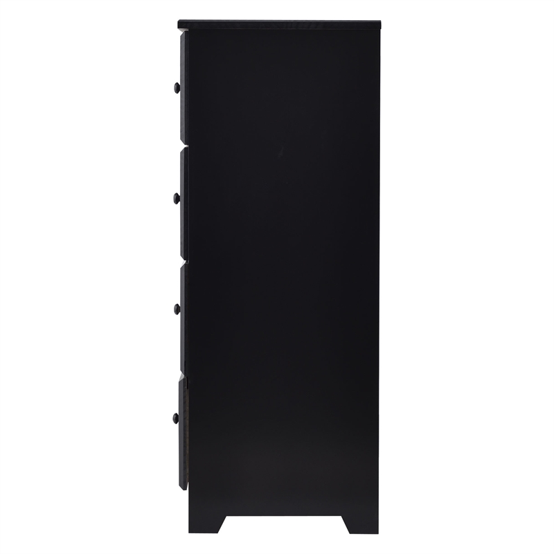 Pemberly Row Modern 4-Drawer Solid Pine Wood Chest Dresser in Black