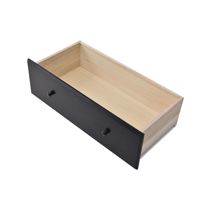 Pemberly Row Modern 4-Drawer Solid Pine Wood Chest Dresser in Black