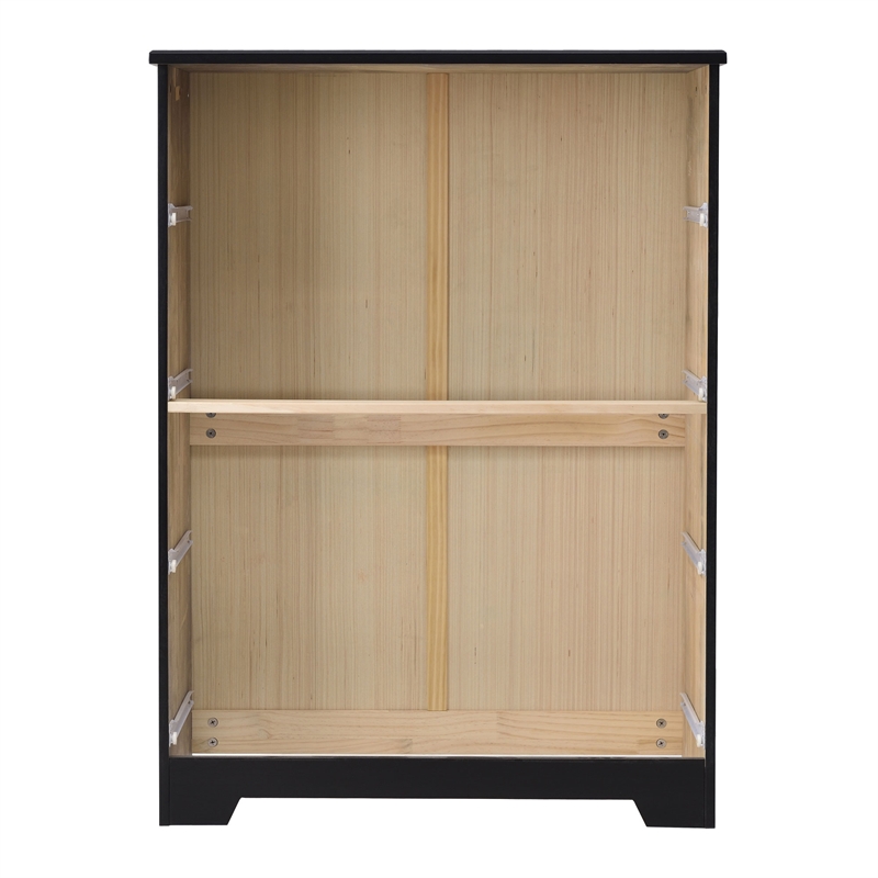 Pemberly Row Modern 4-Drawer Solid Pine Wood Chest Dresser in Black